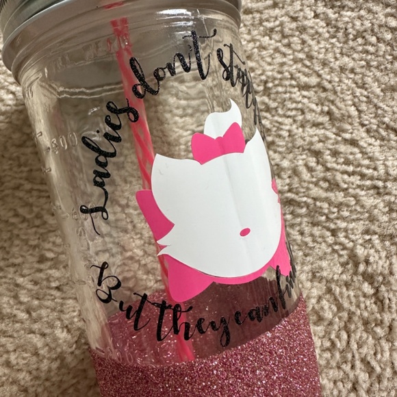 Disney Marie Aristocats Glitter Mason Jar Tumbler UNIQUE One of a Kind! - Picture 5 of 6